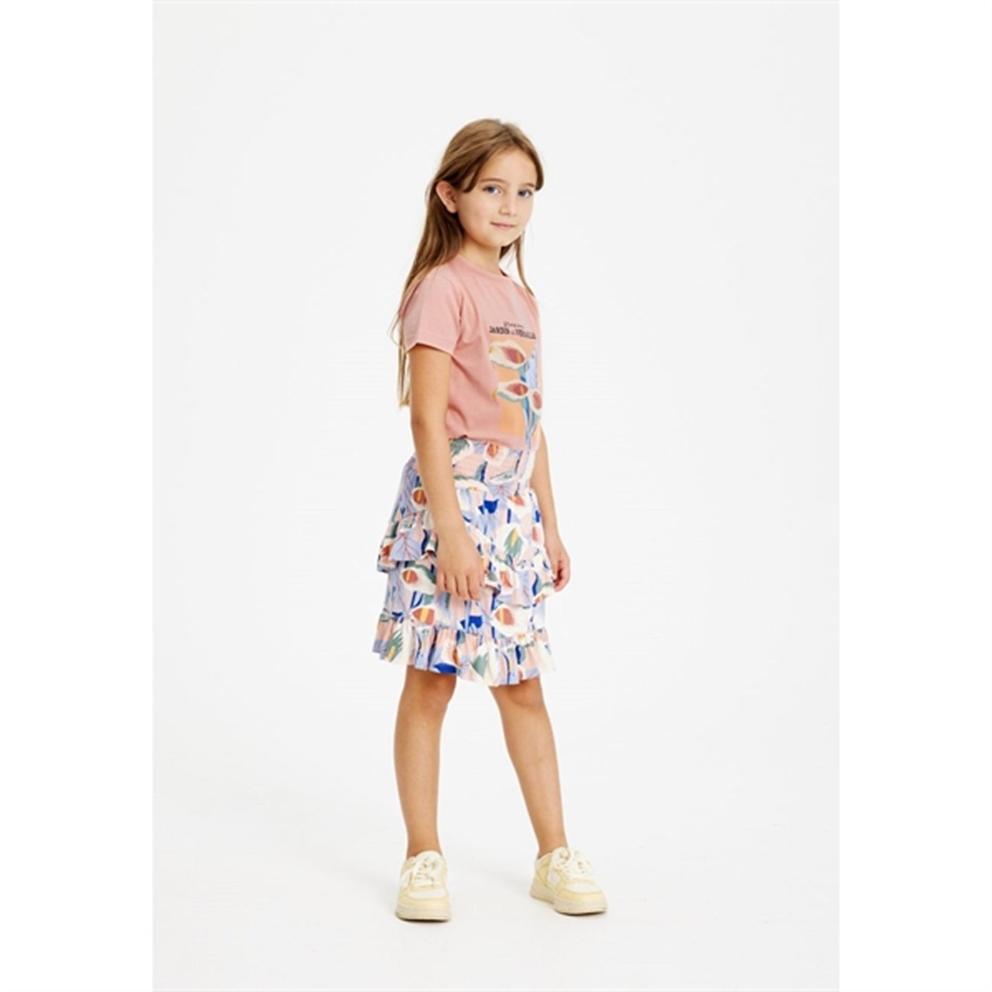 THE NEW Peach Beige Flower AOP Gwyneth Skirt