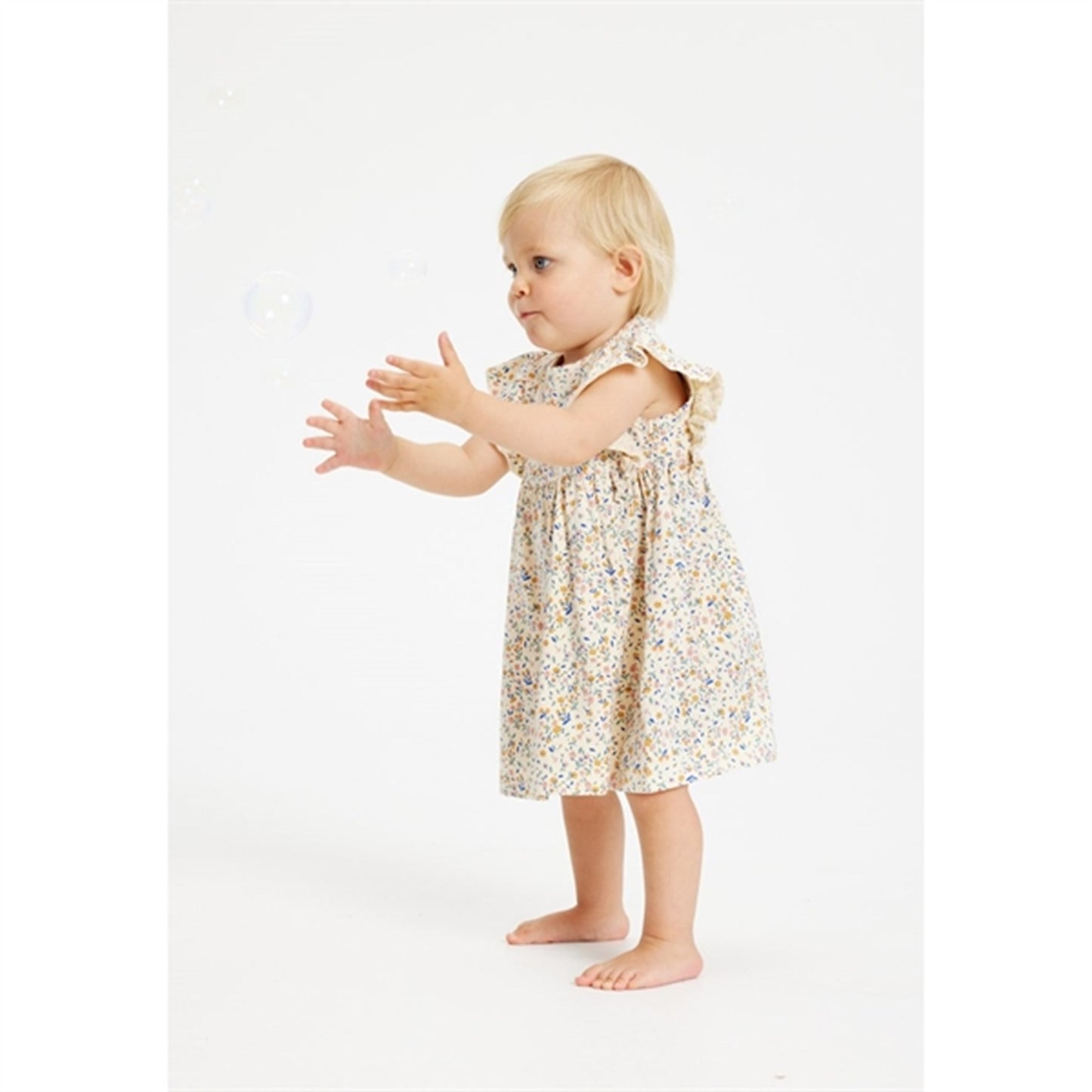 THE NEW Siblings White Swan Tiny Flower AOP Geraldine Dress