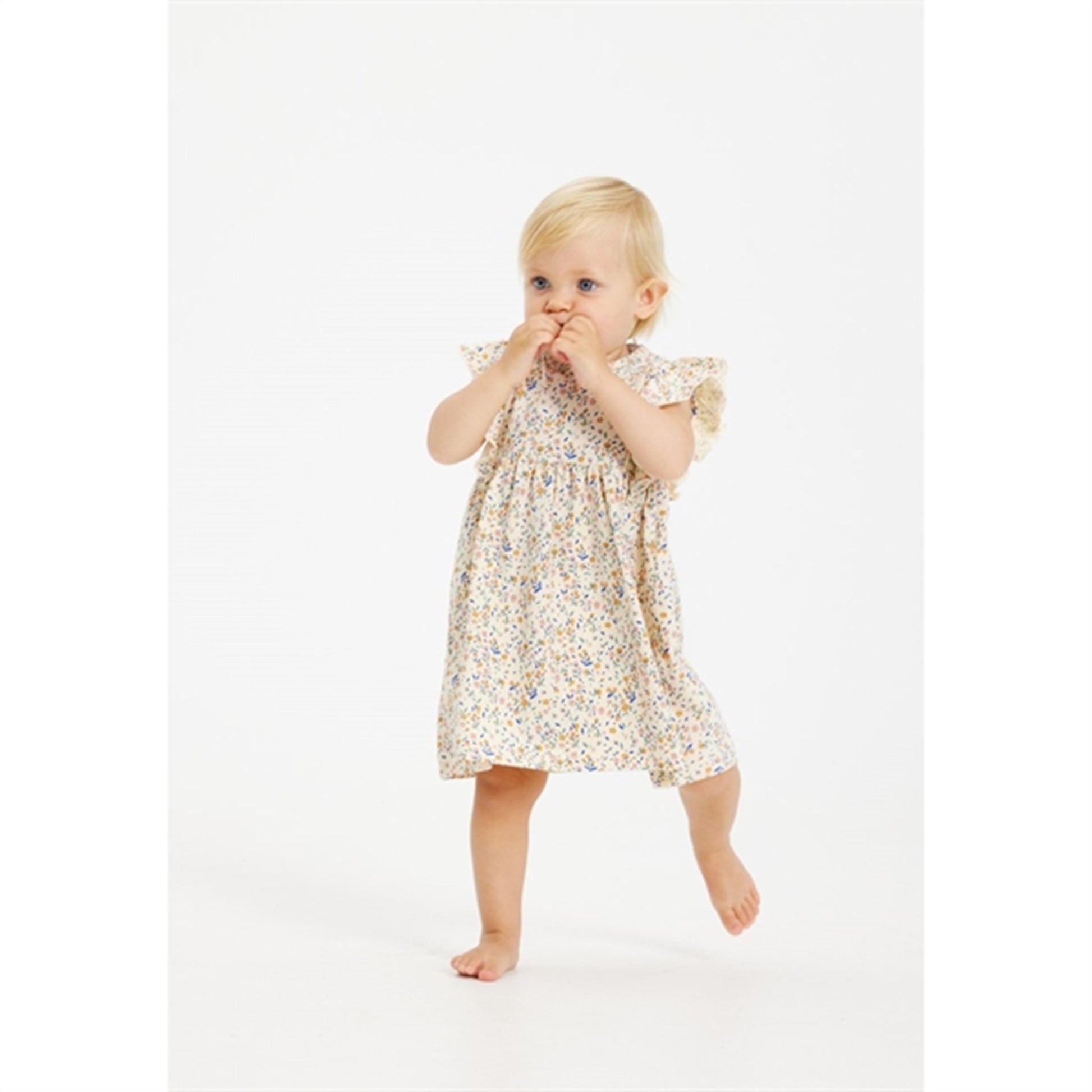 THE NEW Siblings White Swan Tiny Flower AOP Geraldine Dress