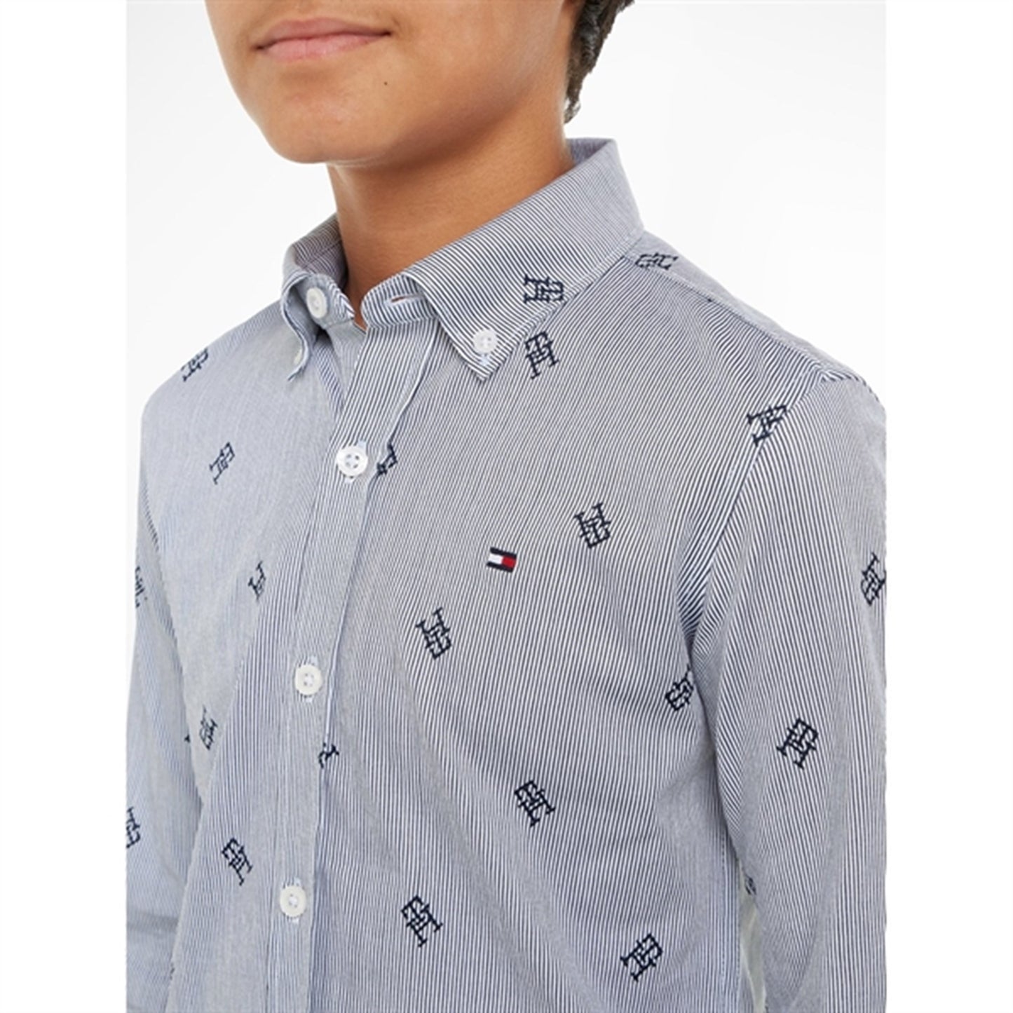 Tommy Hilfiger Allover Monogram Shirt Blue Stripe