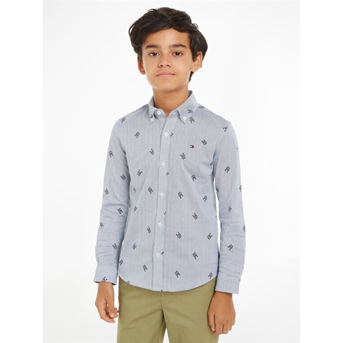 Tommy Hilfiger Allover Monogram Shirt Blue Stripe