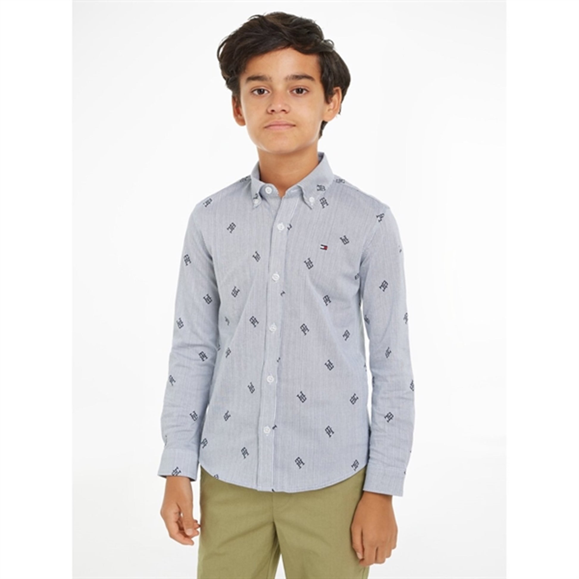Tommy Hilfiger Allover Monogram Shirt Blue Stripe