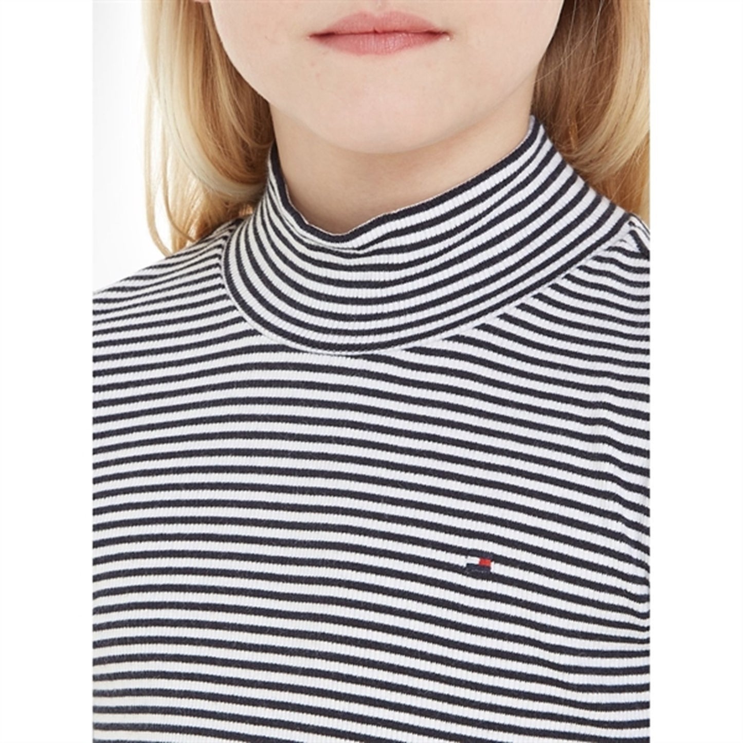 Tommy Hilfiger Stripe Mock Blouse White / Desert Sky Stripe