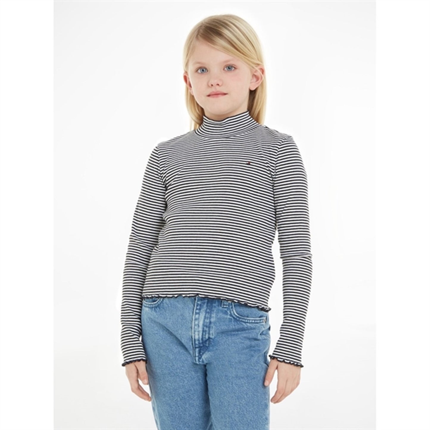 Tommy Hilfiger Stripe Mock Blouse White / Desert Sky Stripe