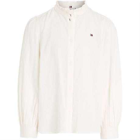 Tommy Hilfiger Ladder Lace Shirt with Frill Collar Ancient White