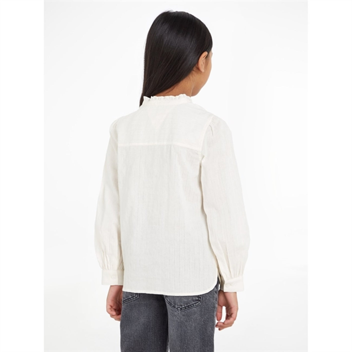 Tommy Hilfiger Ladder Lace Shirt with Frill Collar Ancient White