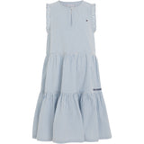 Tommy Hilfiger Seersucker Striped Ruffle Kjole Blue Spell Stripe