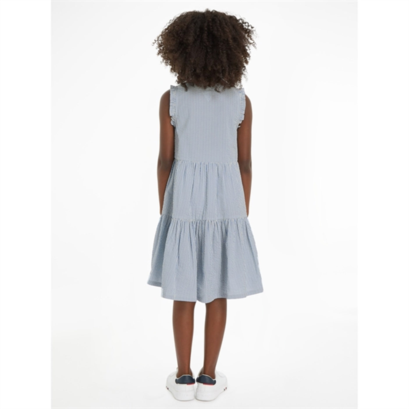 Tommy Hilfiger Seersucker Striped Ruffle Kjole Blue Spell Stripe