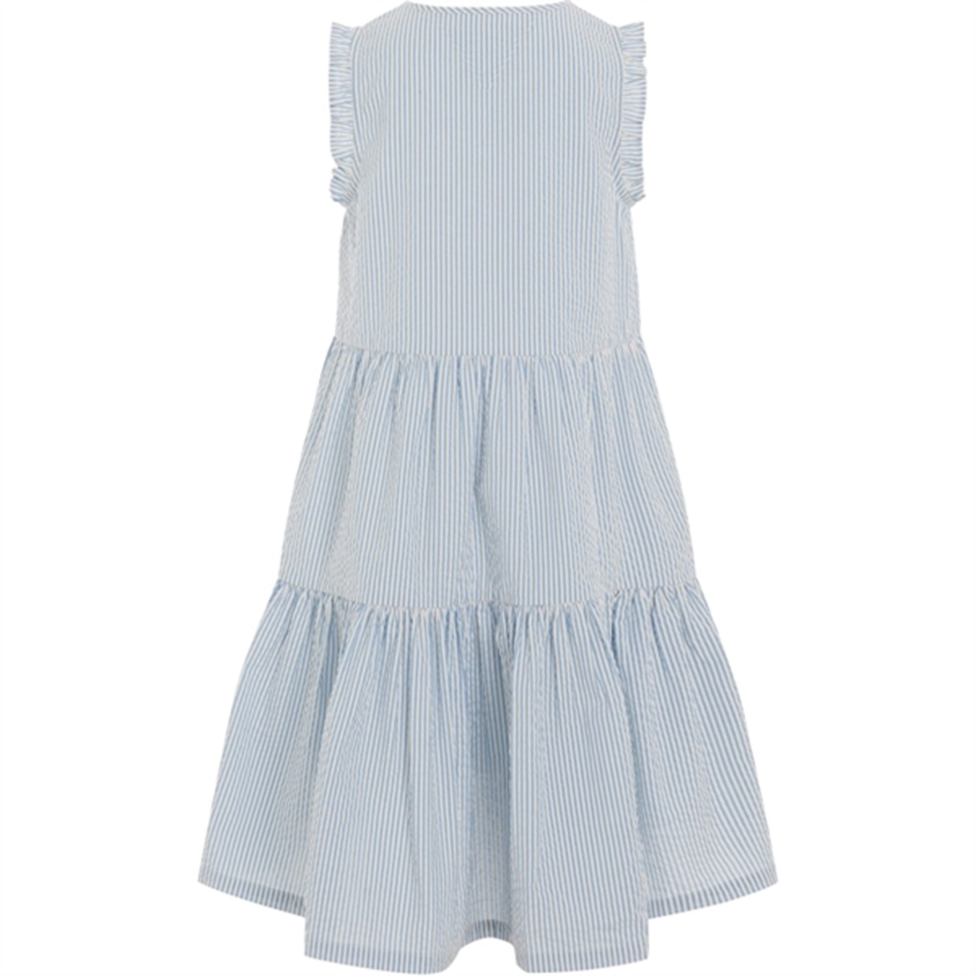 Tommy Hilfiger Seersucker Striped Ruffle Kjole Blue Spell Stripe