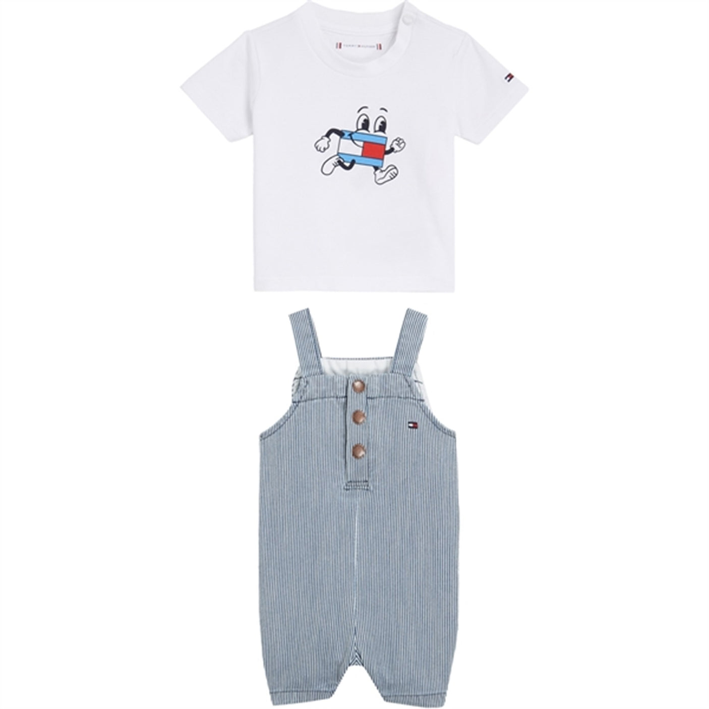 Tommy Hilfiger Baby Striped Dungaree Set Denimstripe