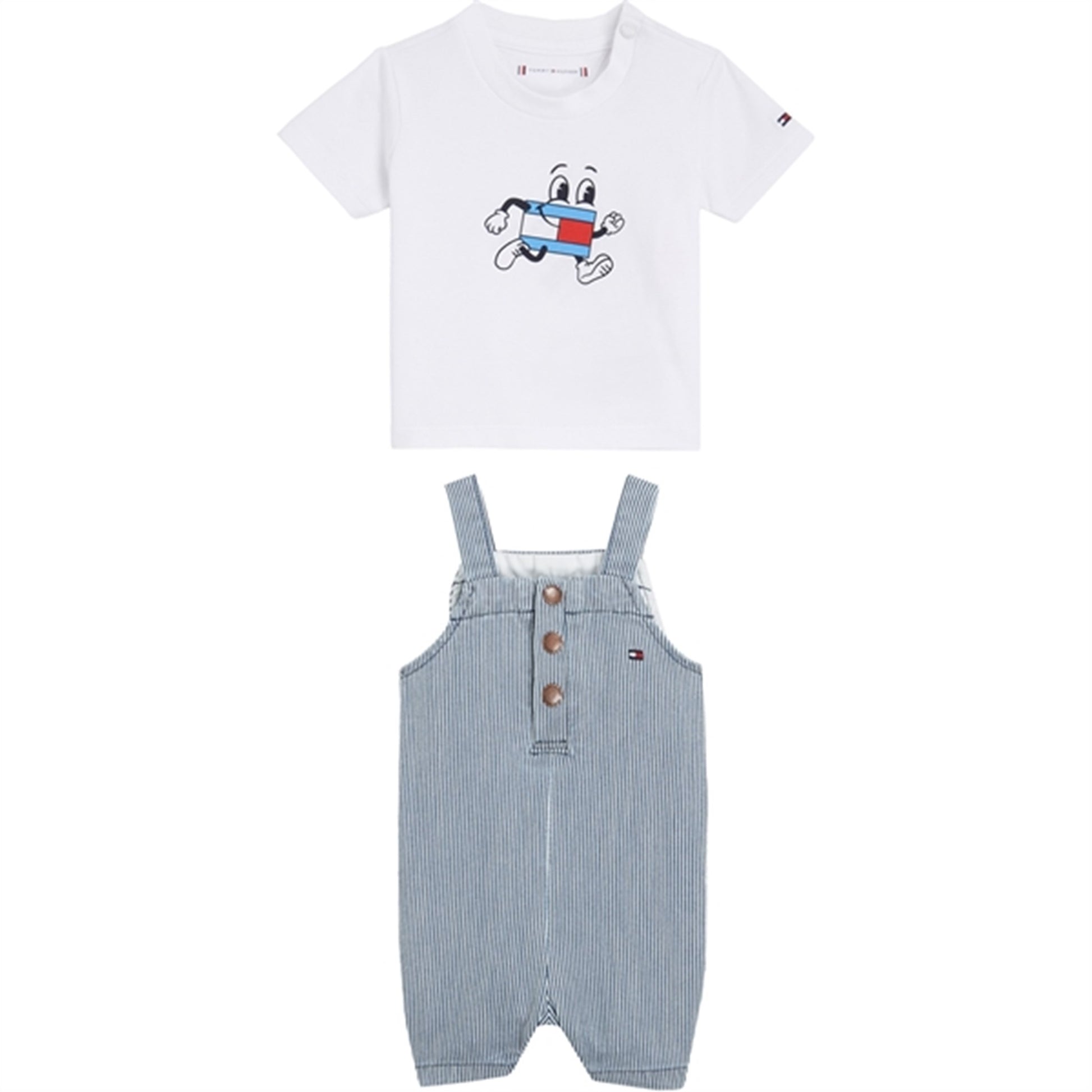 Tommy Hilfiger Baby Striped Dungaree Set Denimstripe