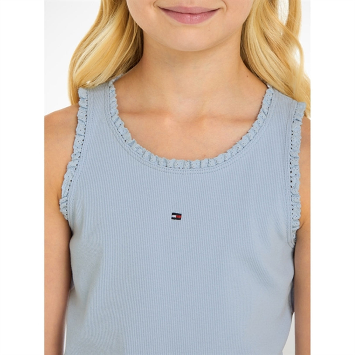 Tommy Hilfiger Essential Rib Lace Tank Top Breezy Blue
