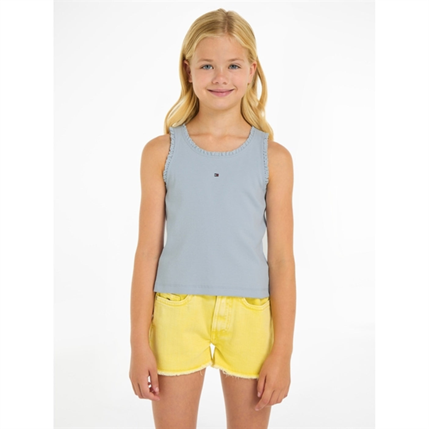 Tommy Hilfiger Essential Rib Lace Tank Top Breezy Blue