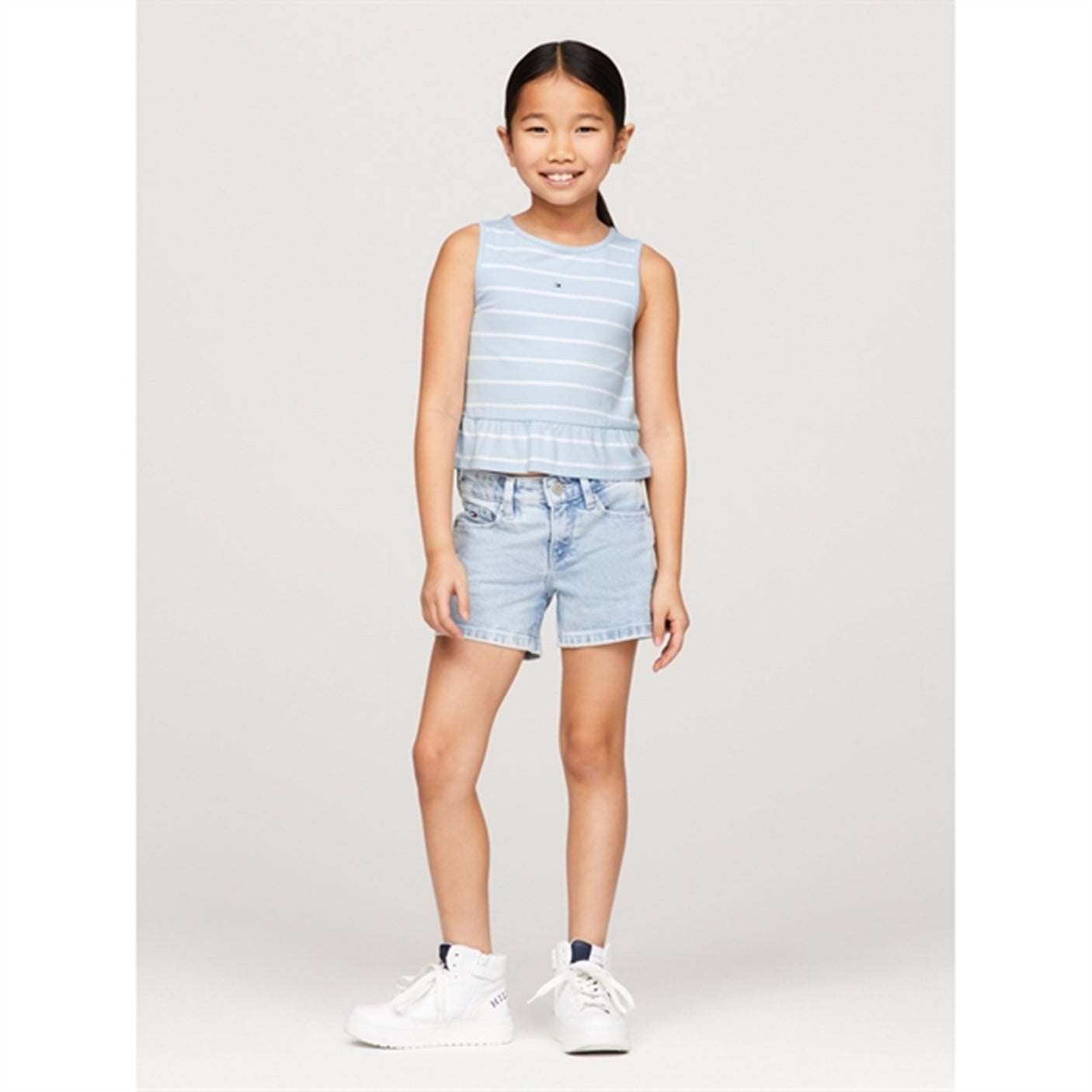 Tommy Hilfiger Peplum Stripe Blouse Breezy Blue Stripe