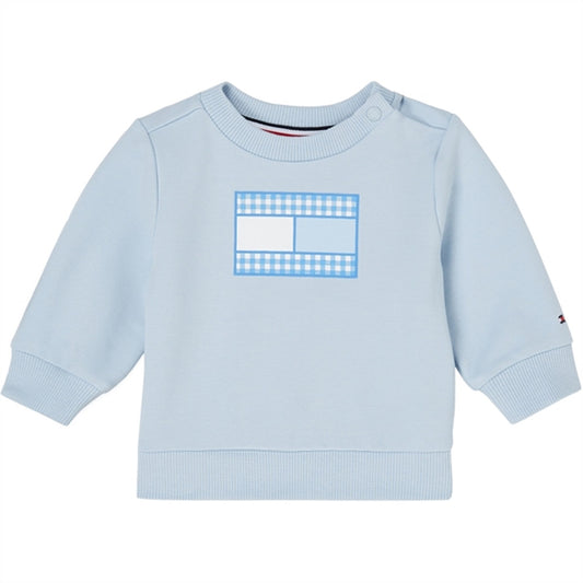 Tommy Hilfiger Baby Gingham Flag Sweatshirt Breezy Blue