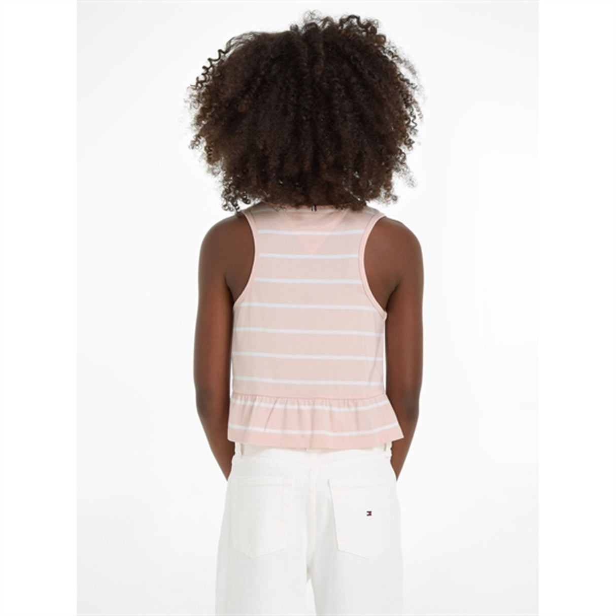 Tommy Hilfiger Peplum Stripe Blouse Whimsy Pink Stripe