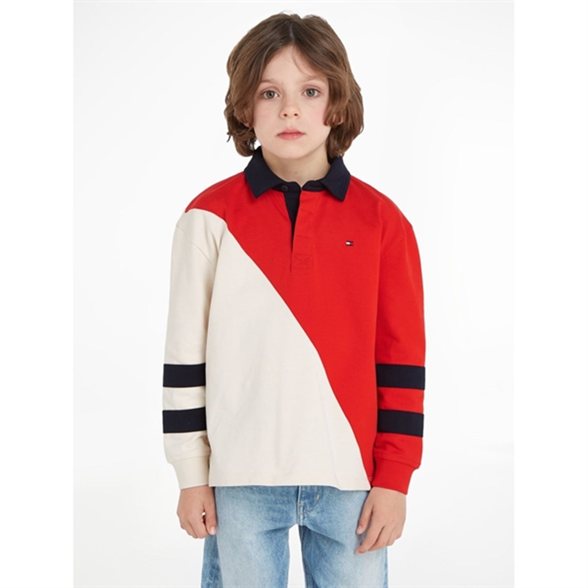 Tommy Hilfiger Colorblock Rugby LS Polo Red/White Colorblock