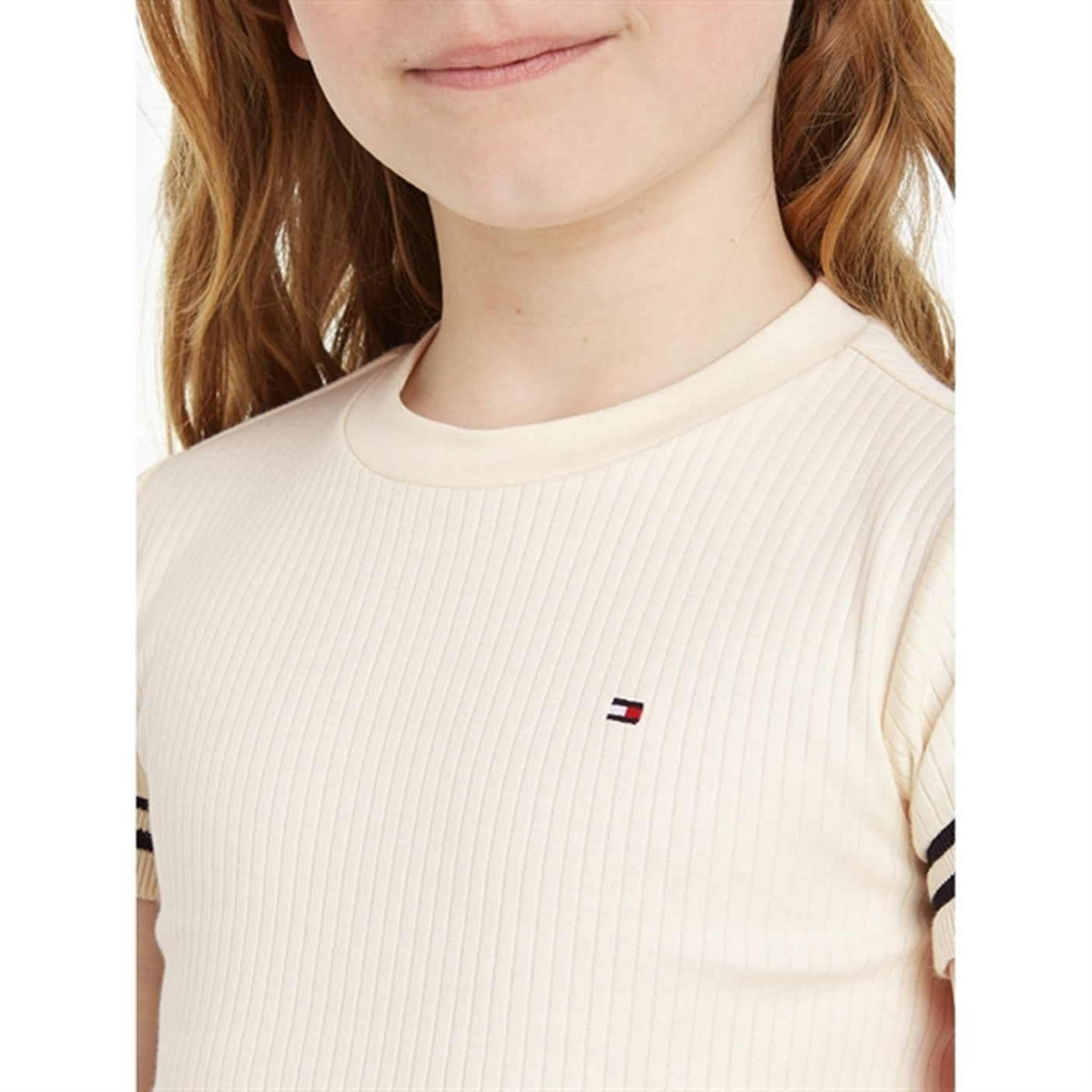 Tommy Hilfiger Ruffle Rib Knit Top Calico
