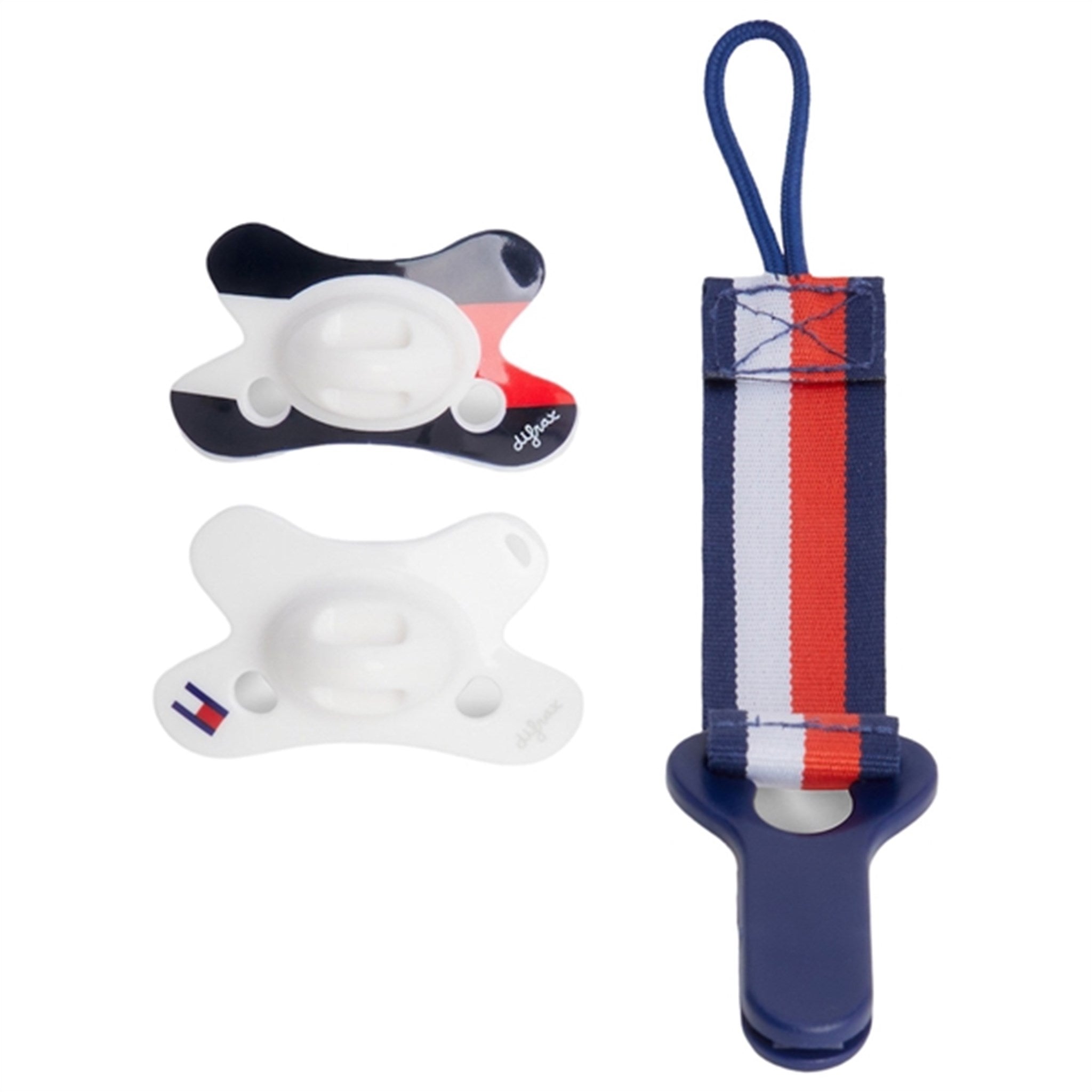 Tommy Hilfiger Pacifier w. Strap 2-pack White