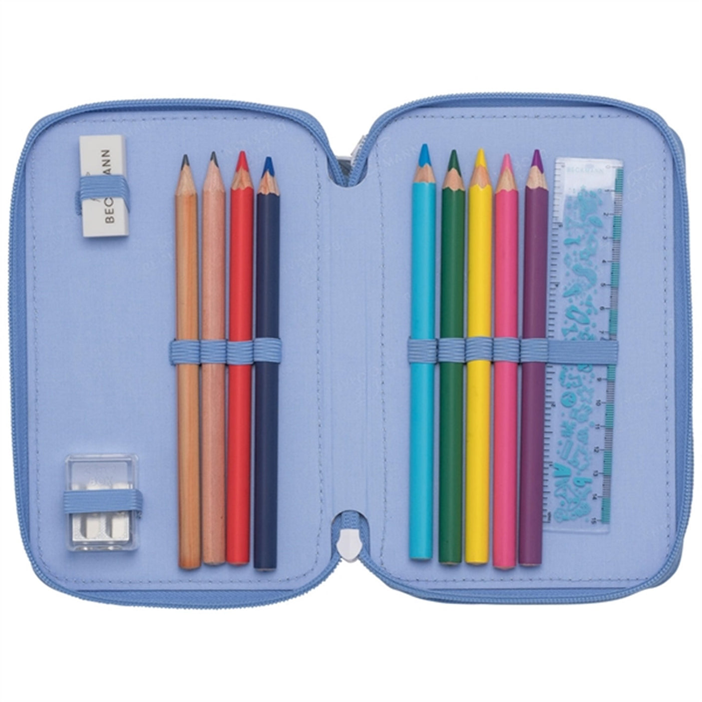Beckmann Three Section Pencil Case Unicorn Princess Ice Blue