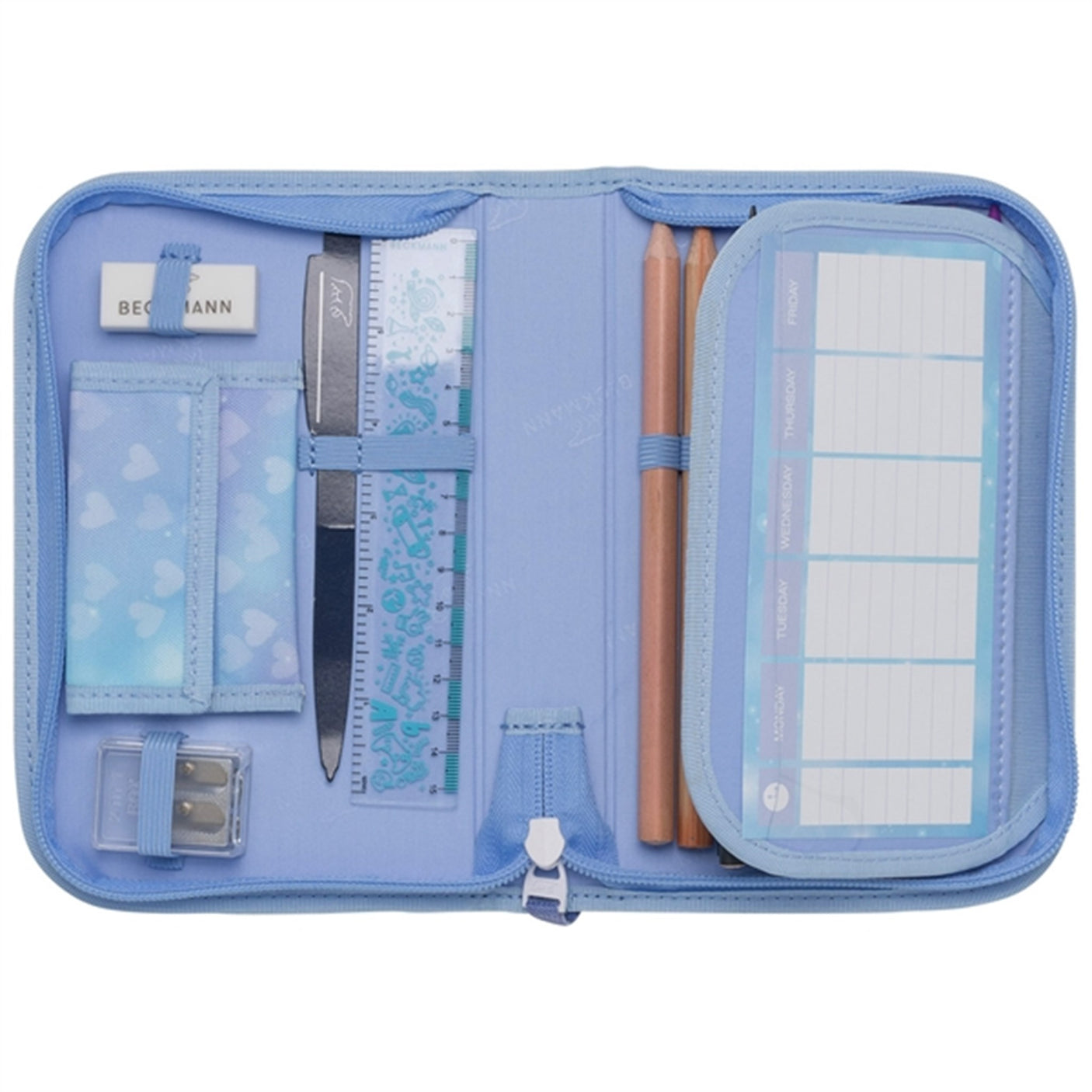 Beckmann Single Section Pencil Case Unicorn Princess Ice Blue