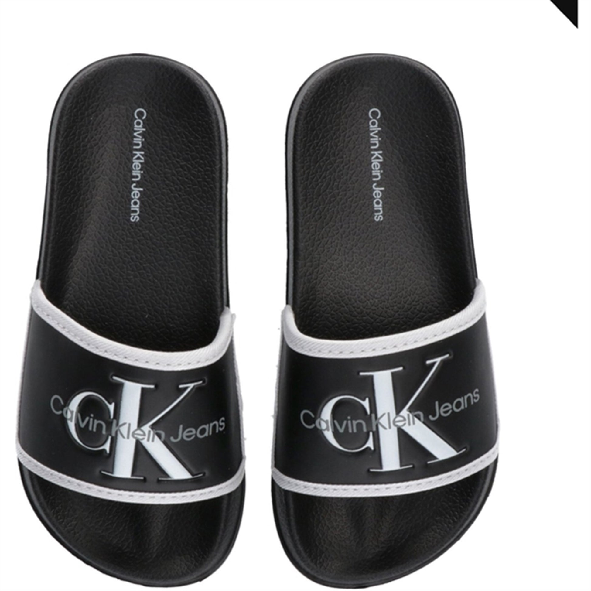 Calvin Klein Logo Pool Slide Black/White