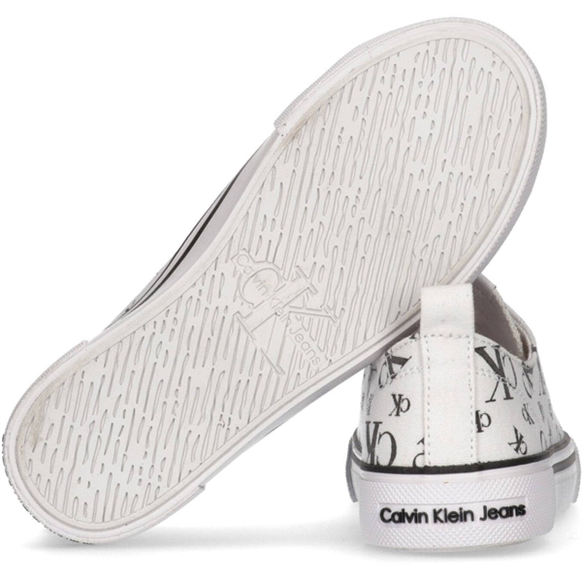 Calvin Klein Logo All Over Low Cut Lace-Up Sneakers White