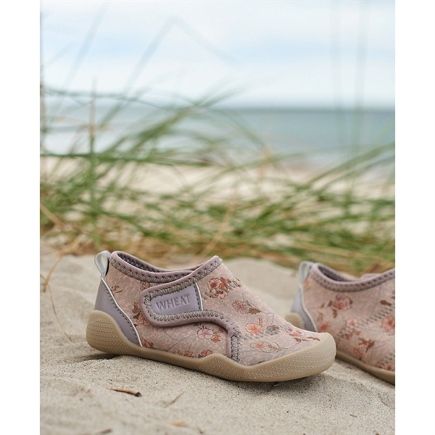 Wheat Swim Shoe Shawn Purple Poppy Flowers