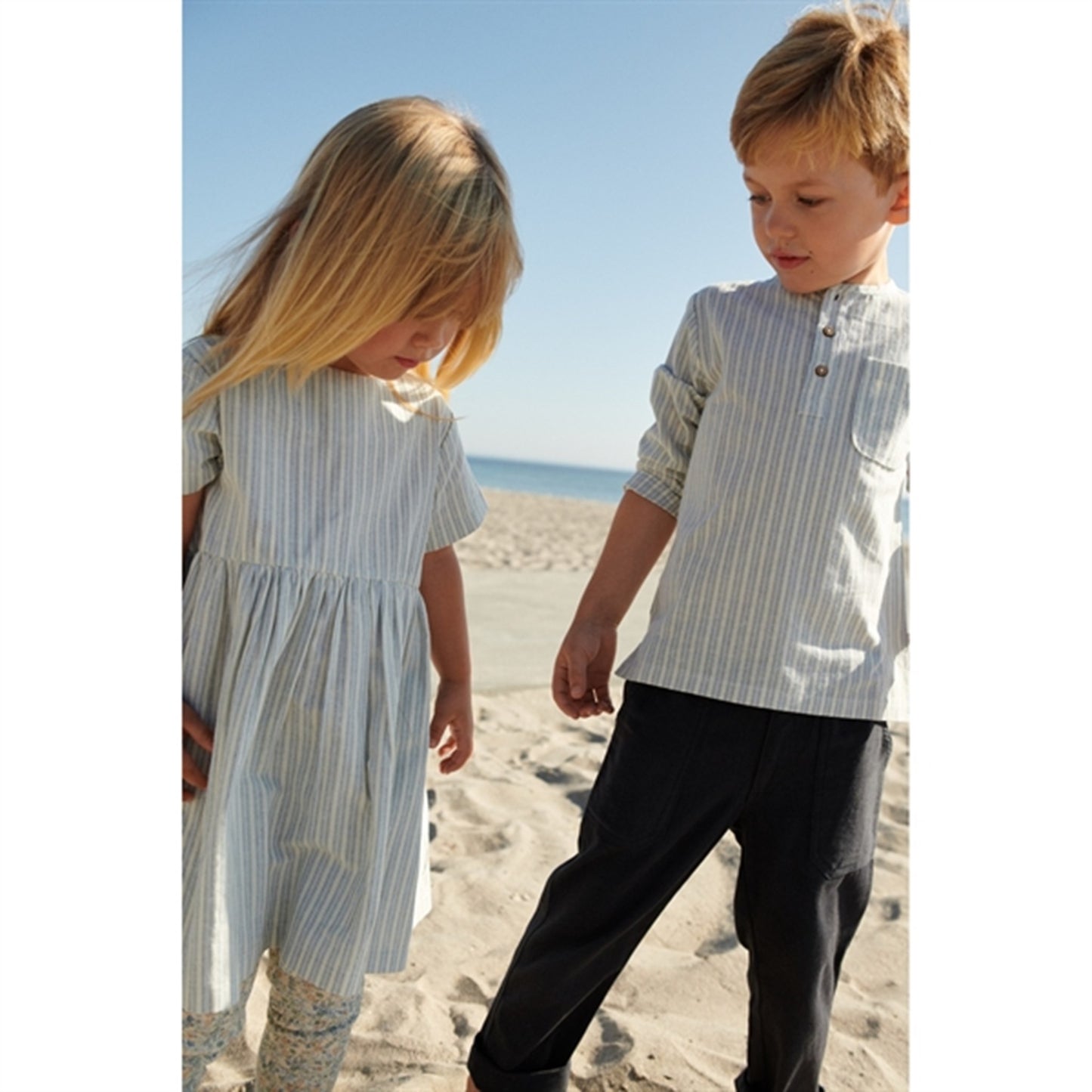 Wheat Aquablue Stripe Dress Esmaralda