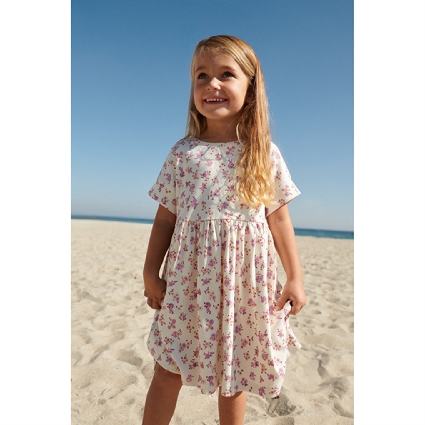 Wheat Shell Flowers Jersey Dress Emilie