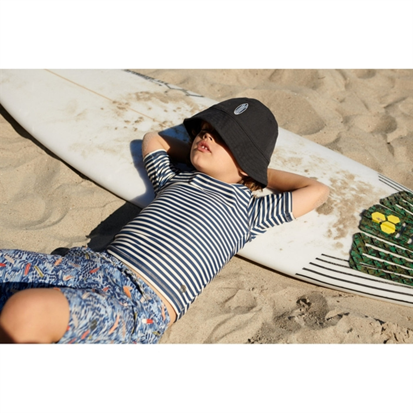 Wheat Navy Bucket Hat Embroidery Alec