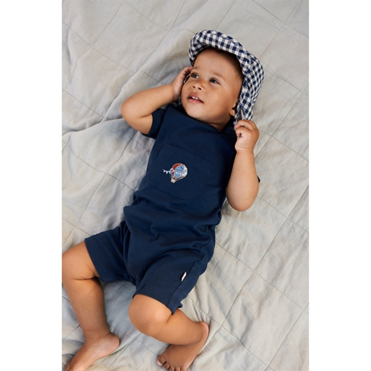 Wheat Blue Check Sun Hat Albert