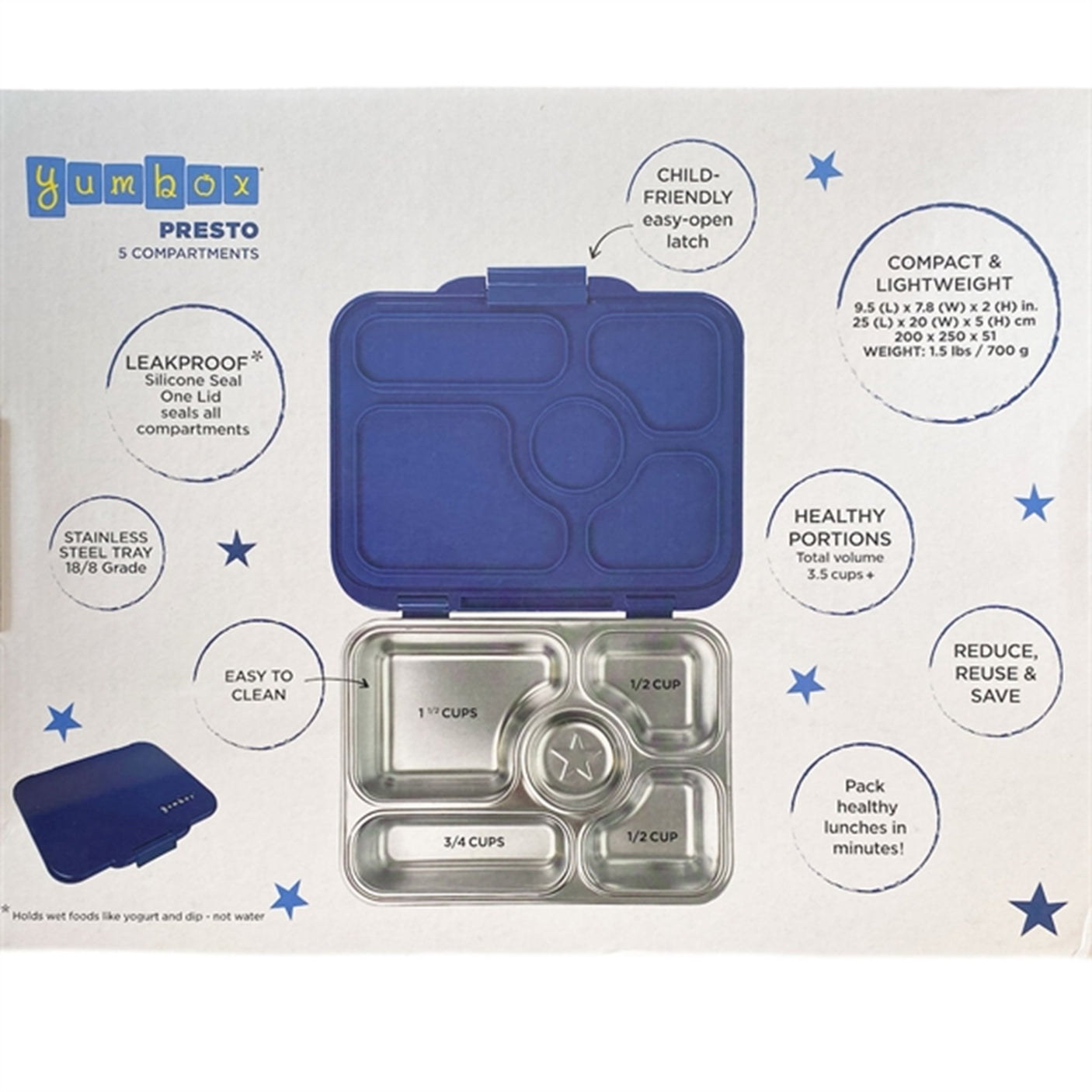 Yumbox Presto Stainless Steel Lunch Box Santa Fe Blue